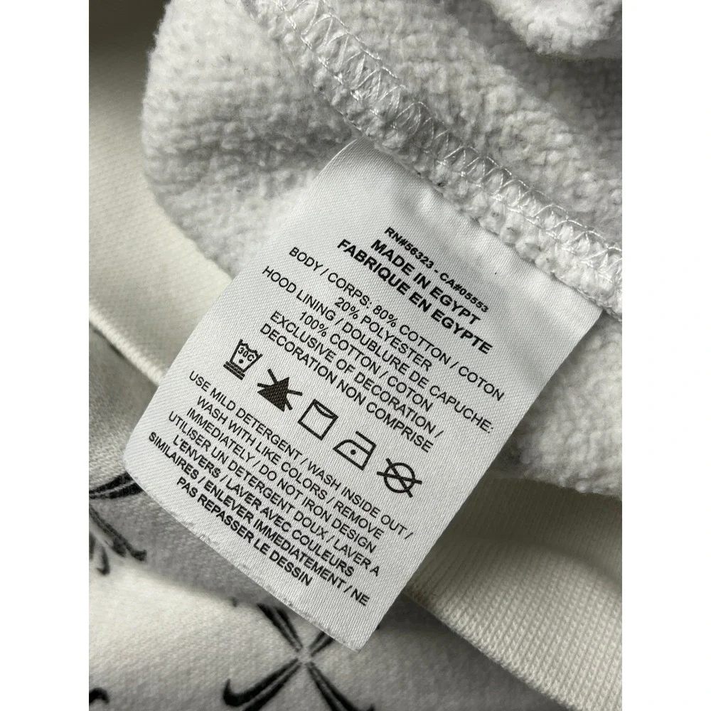 Nike Hoodie Mens Large White All Over Swoosh Cross Bones Pullover Sweatshirt